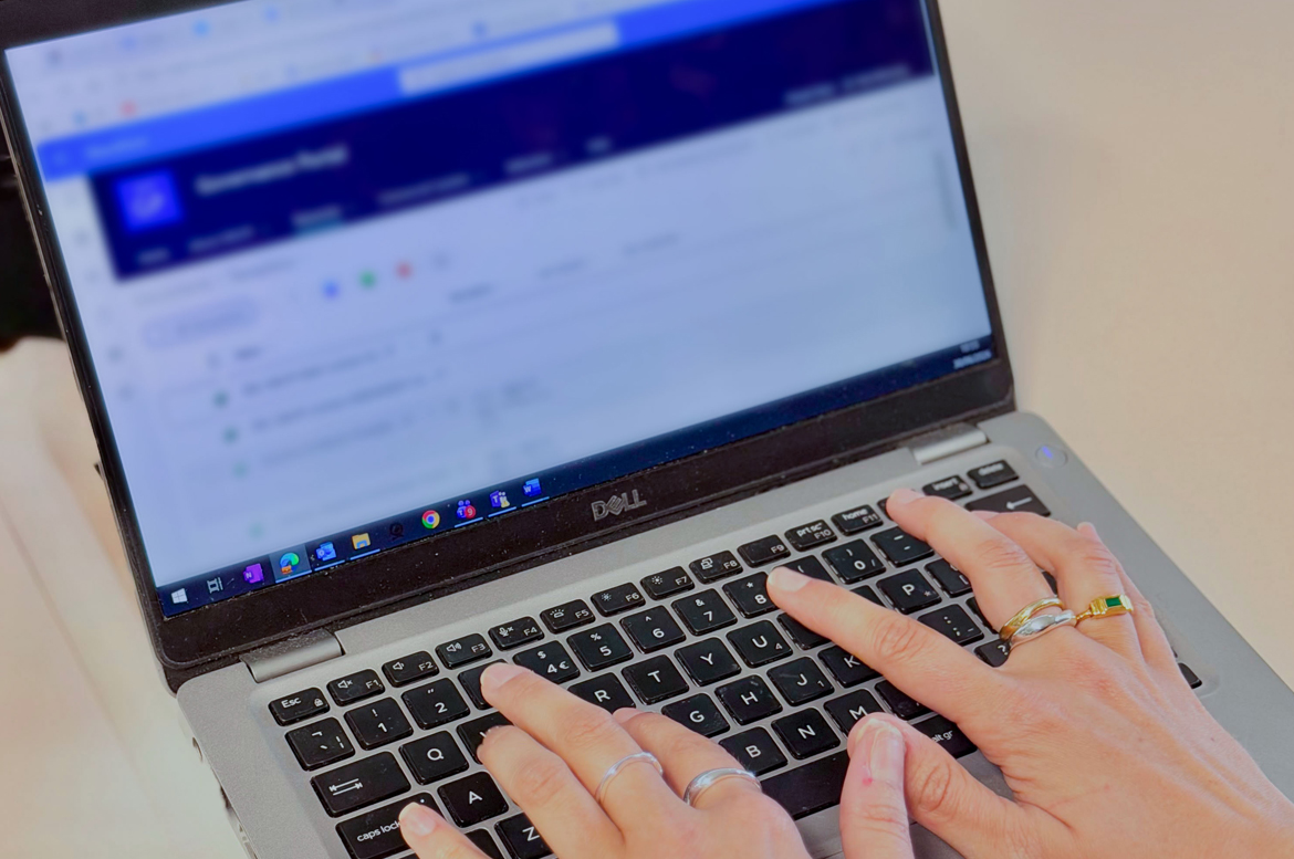 Hands on laptop