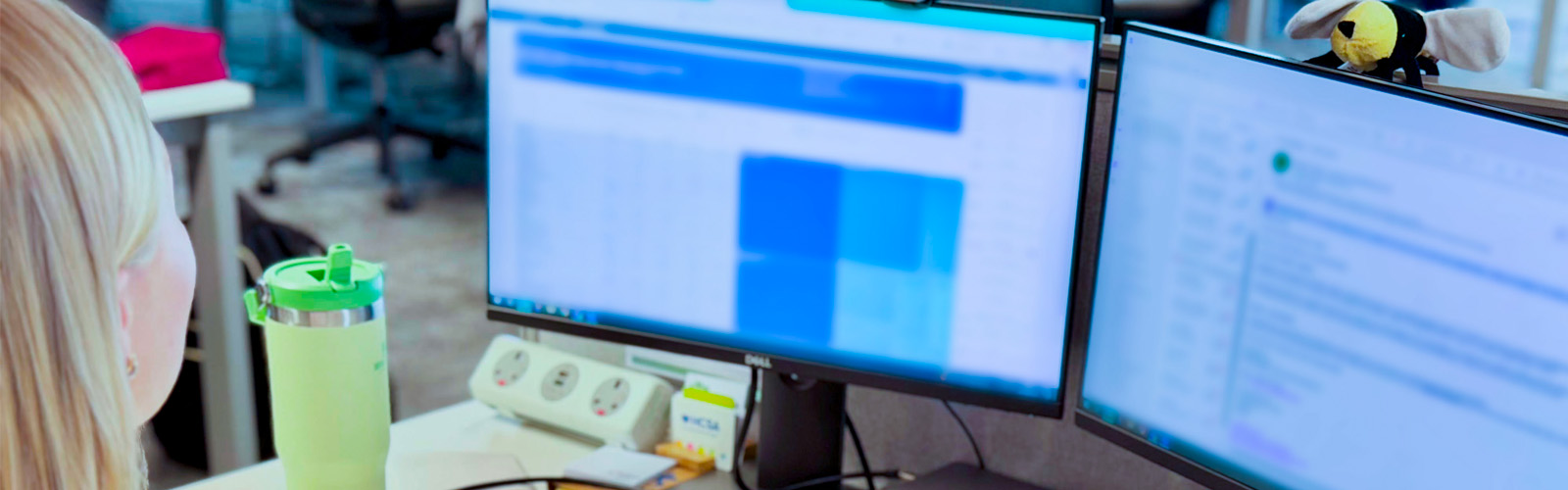 Colleague at computer
