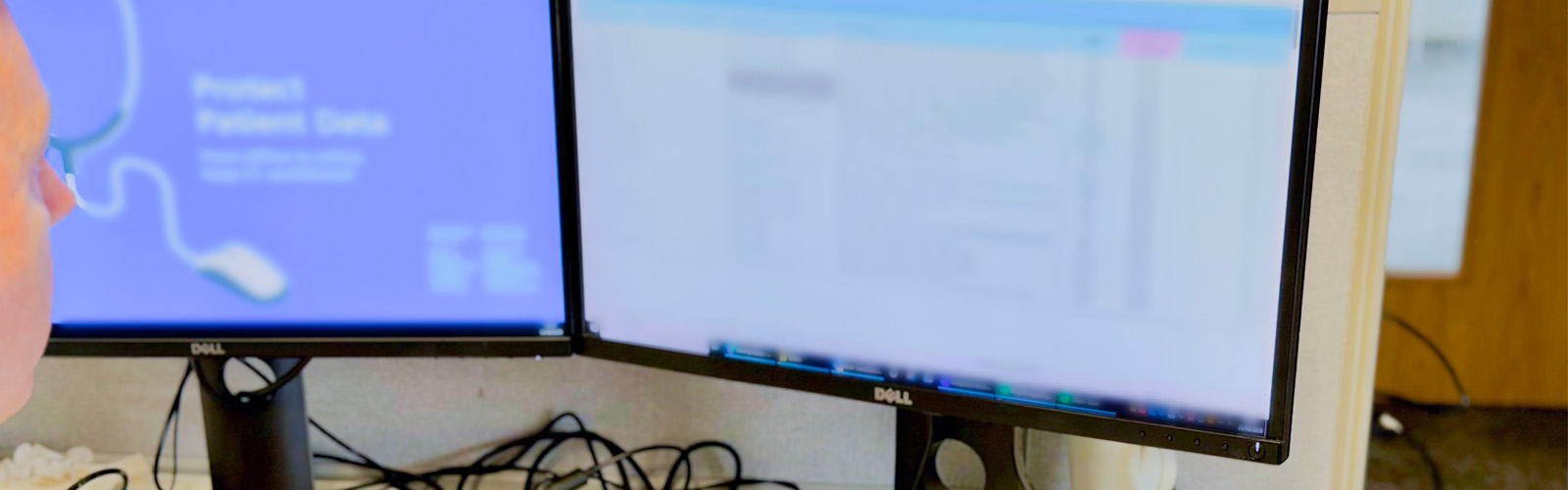 Colleague at computer